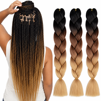 Extensions de cheveux synthétiques Yaki colorées de 24 pouces pour tresses jumbo, pré-étirées, en vrac, pour la vente en gros