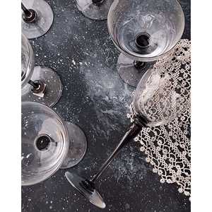 Verres à cocktail et à vin Campidelli faits à la main, design classique, ensemble de six pièces, en cristal Saint Louis, avec base fumée, pour desserts et vins - Product Image 6