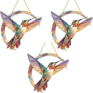 Pendentif en acrylique en forme de colibri, décoration suspendue pour salon, chambre à coucher, balcon, mur, terrasse - Product Image 5