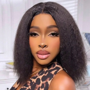 Promotion : Perruques Bob Lace Frontal 13x4 Yaki Naturelles, Lisses Crépus, 12, 14, 16 Pouces, 100% Cheveux Humains, Perruques Afro de Haute Qualité à 24 $ - Product Image 6