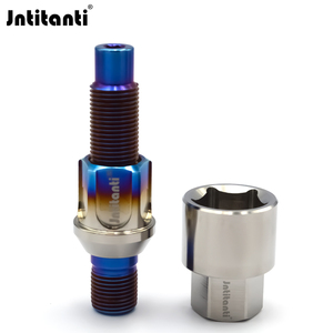 Jntitanti Gr.5 Ti-6Al-4V Écrous de roue en alliage M12x1.5x75mm, conversion de boulons hauts en écrous antivol en titane Gr.5 M12x1.5x27mm - Product Image 1