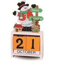 Ornement de table de Noël, décoration de bureau, bloc rustique avec affichage de la date, gnome, arbre de Noël, calendrier de compte à rebours de Noël en bois