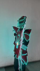 زي روبوت LED متغير الألوان RGB مع قناع مضيء وشراشيب، مصنوع من السباندكس/القطن للجنسين، مناسب للعروض المسرحية - Product Image 4