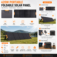 Panneau solaire pliable léger, étanche IP65, 420W, cellules monocristallines avec sortie MC4 pour les voyages en plein air, la pêche