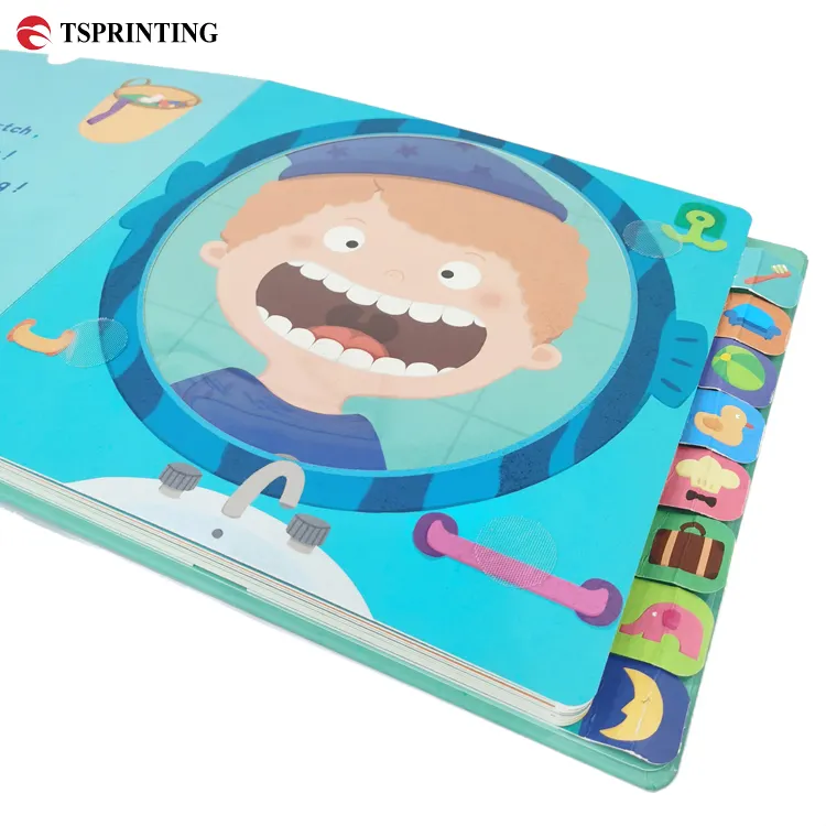 Talep üzerine ücretsiz örnek baskı 3D etkisi Flip Pop Up kart karton kitap karikatür karton kitap baskı hizmeti çocuk kitap baskı