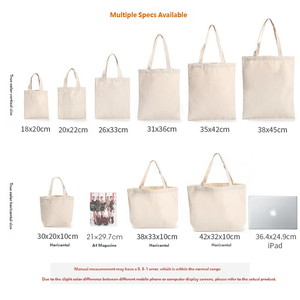 Blank Cotton <b>Canvas</b> <b>Tote</b> Bag Custom Logo Reusable Shopping Bag Multi Size Color with Screen Print Embroidery for Promotion Gift - Product Image 3