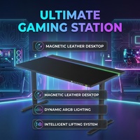 Bureau de jeu silencieux AOR pour cybercafé et domicile, bureau d'ordinateur avec effets d'éclairage RGB multiples, plateau en métal, vente en gros usine