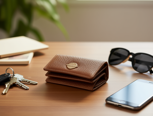 Portafoglio da donna a tre ante con chiusura a scatto, di medie dimensioni, in materiale PU, stile minimalista - Product Image 2