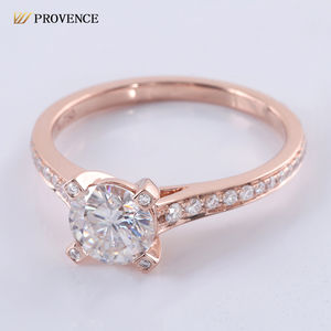 Bague de fiançailles et de mariage en or rose massif 18 carats 14 carats personnalisable avec moissanite, bijoux fins et élégants pour les propositions d'anniversaire - Product Image 2