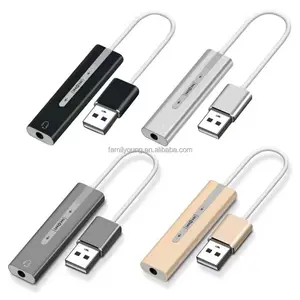 Konverter Audio eksternal 7.1 Saluran USB, kartu suara USB ke 3.5mm, mikrofon Headphone 2 in 1, Gratis Driver untuk Win Mac PC Laptop