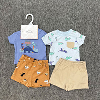 Ensemble de vêtements d'été pour bébés garçons et filles, 4 pièces, t-shirt à manches courtes en coton et short à imprimé floral, vêtements pour enfants