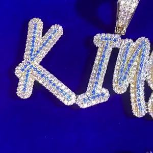 <b>Custom</b> Moissanite Silver Hip Hop Pendant Logo <b>Necklace</b> VVS Diamond Mossanite Letter Moissanite <b>Name</b> Pendant With Iced Out Chain - Product Image 4