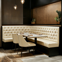 Ensemble de mobilier de restaurant moderne personnalisé pour café, avec banquette en cuir, table et chaises en pierre frittée