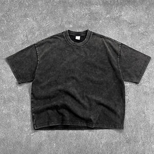 Snow Wash Basic Boxy Tee Streetwear <b>Cropped</b> Short Sleeve Distressed - Product Image 4