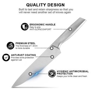 Juego de Cuchillos de Chef Universales de Metal Plateado OEM al por Mayor, Cuchillo de Cocina de Acero Inoxidable para Cortar Frutas con Soporte de Bloque - Product Image 2