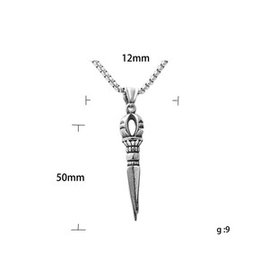 Collier pendentif en acier inoxydable pour homme, design géométrique rétro punk 19005 - Product Image 5