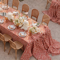 Nappe Moderne Lavable en Polyester Jacquard Tissé Géométrique Diamant Multicolore, Housse de Table Décorative pour Mariage et Banquet en Extérieur