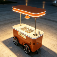 Chariot à glace italien, présentoir à crème glacée, chariot à gelato avec évier à vendre