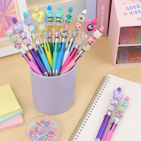 Stylo à bille perlé multicolore DIY Nouvelles recharges 4 couleurs Perles focales vierges Stylo promotionnel avec encre multicolore