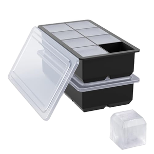 Bac à glaçons en silicone avec couvercle, empilable, facile à démouler, sans BPA, compatible lave-vaisselle et congélateur, moule à glaçons manuel 1L - Product Image 1