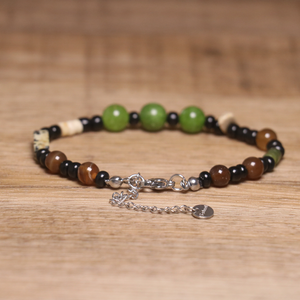 Dainty Natural Olive <span class=keywords><strong>Green</strong></span> Pedra Pulseira para Homens Mulheres Verde Aventurina Tiger <span class=keywords><strong>Eye</strong></span> Natural Frisado Cura Pedra Pulseira Jóias - Product Image 2