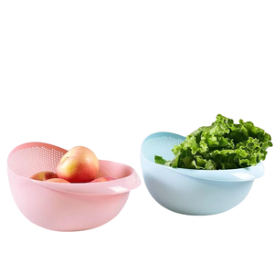 Eco-Friendly Food Fruit Pasta Washer with Rice Washing Basket Plastic <b>Colander</b> <b>Strainer</b> Vegetable Drainer with Stand - Product Image 3