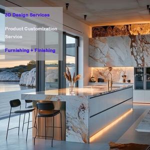 Muebles de Cocina Completos Inteligentes y Personalizados para Proyectos de Villas, Islas de Cocina de Madera Sólida, Muebles de Almacenamiento de Cocina Completos - Product Image 1