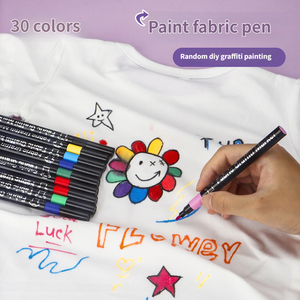 Set di Pennarelli Lavabili per Tessuti, <span class=keywords><strong>8</strong></span> Colori, Non Sbavanti, per Disegno su Vestiti e Artigianato Fai-da-Te - Product Image 1
