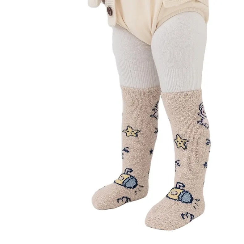 2022 New 6color cute cartoon winter popular crew coral velvet Anti-slip baby children breathable skin-friendly kids socks