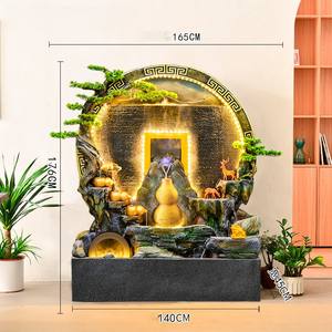 Nouvelles fontaines d'eau circulantes chinoises en roche artificielle, décoration murale en fibre de verre Feng Shui en forme de gourde pour la maison, le jardin et le bureau - Product Image 5