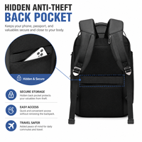 Sac à dos de voyage OEM personnalisé en gros, sac à dos pour ordinateur portable imperméable avec poche antivol et poche en polaire pour les voyages d'affaires et le quotidien