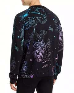 Suéter de manga larga de punto estampado de algodón personalizado de alta calidad Suéter de nebulosa Suéter de cuello redondo - Product Image 2