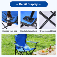 Chaise de camping pliable portable de haute qualité pour l'extérieur, idéale pour les pique-niques, la pêche, le jardin, la plage, avec porte-gobelet