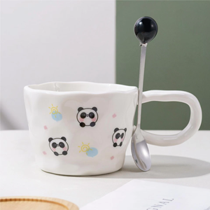 Cute Cartoon Panda Pattern Handmade Coffee <b>Cups</b> Custom Tea <b>Cup</b> <b>Ceramic</b> Coffee Mug Breakfast <b>Cups</b> Water Mug With Spoon - Product Image 4