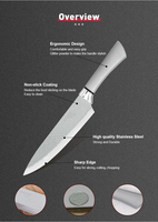 Nouvel ensemble de couteaux de cuisine 7 pièces en acier inoxydable 3CR13 de qualité supérieure, éplucheur en céramique, ciseaux, planche à découper en plastique