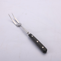 Fourchette à viande en acier inoxydable pour la découpe, 3 rivets, manche en bois, à deux dents, pour rôtir la dinde, pour cuisine, restaurant, barbecue