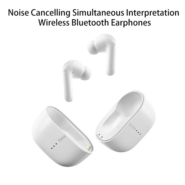 Dual-Mic ENC Smart Translators Earbuds with 25h Long-Range Battery-Powered for Headphones for Travel Conference Video