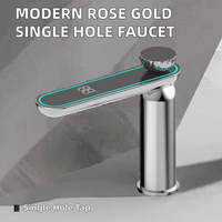 Robinet de lavabo numérique moderne monotrou en céramique, à capteur sans contact, en laiton, pour salle de bain