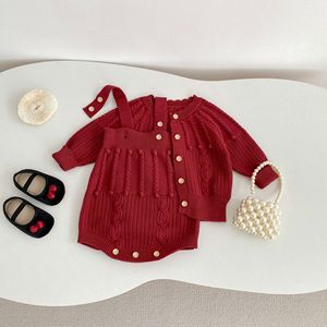 Conjunto de suéter de viscosa de color liso <span class=keywords><strong>para</strong></span> bebés, hecho <span class=keywords><strong>a</strong></span> mano, con romper de punto de burbujas y <span class=keywords><strong>abrigo</strong></span>, conjunto de dos piezas <span class=keywords><strong>para</strong></span> otoño - Product Image 2