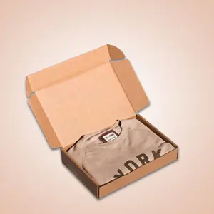 2021新着ゴールデンサプライヤーカスタムカラー段ボールTシャツ包装環境にやさしい茶色のクラフト紙折りたたみボックス