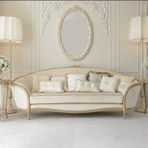 Nordic <strong>Neo</strong>-Classical Solid Wood Carving Sofa - French <strong>Luxury</strong> Villa Living Room Single-Three Person Fabric Sofa Set - Product Image 2