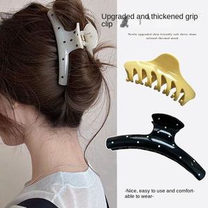 Pinza <span class=keywords><strong>de</strong></span> Pelo <span class=keywords><strong>de</strong></span> Plástico para Mujer, Estilo Coreano Ding Dian, Accesorios <span class=keywords><strong>de</strong></span> Moda, Diseño Simple con Puntos Ondulados en Blanco y Negro, Clip <span class=keywords><strong>de</strong></span> Agarre Multiplatas Tipo Tiburón - Product Image 1