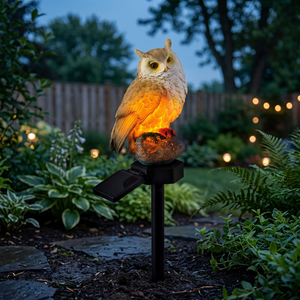 Outdoor IP65 Waterproof Resin Owl Stake Light <b>Solar</b> LED Warm White Dimmable Garden <b>Lamp</b> 360 Beam Angle 3-Year Warranty Battery - Product Image 3