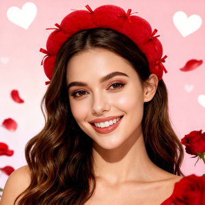 ที่คาดผมผ้าขนหนูรูปโบว์ทำมือสำหรับวันวาเลนไทน์ พร้อมโบว์ผูกผม ใช้สำหรับล้างหน้าและเป็นเครื่องประดับผมสำหรับผู้หญิง - Product Image 2