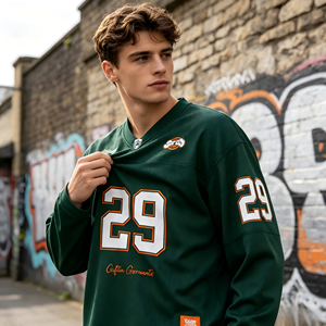 Jersey Deportivo de Manga Larga Estilo Retro Americano Unisex para Adultos, Personalizable con Sublimación, Transpirable, con Logotipo Personalizado - Product Image 2