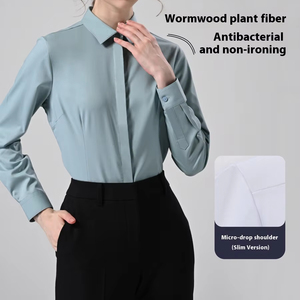 <span class=keywords><strong>Camicia</strong></span> <span class=keywords><strong>classica</strong></span> da <span class=keywords><strong>donna</strong></span> con bottoni bianchi da lavoro in tinta unita da lavoro formale camicie da <span class=keywords><strong>donna</strong></span> a maniche lunghe - Product Image 5