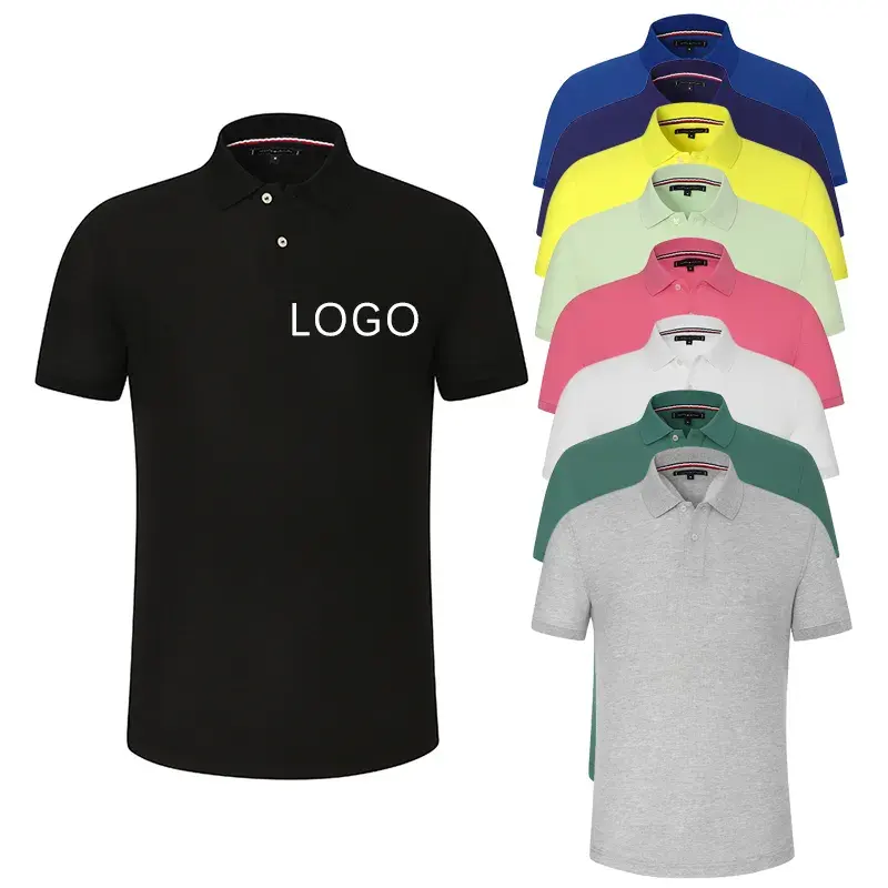 Hoge Kwaliteit Ademende Casual 100% Katoen Zwart Golf 3d Geborduurde Man Effen T Shirt Poloshirts Custom Logo Poloshirts