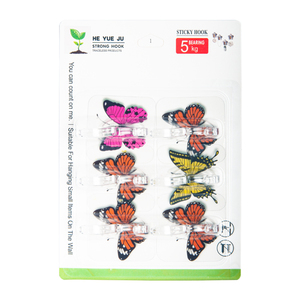 Крепкие самоклеящиеся квадратные крючки-бабочки из ПВХ без сверления для ванной, дверей, одежды, милые, с рисунками - Product Image 6