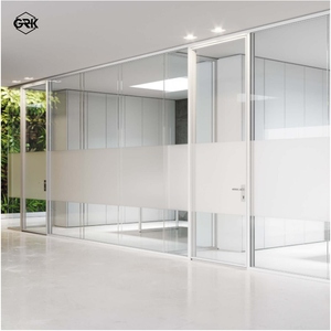 Cloison de séparation en aluminium Graki pour bureau - Épaisseur 83 mm, verre simple/double, design moderne en grille, isolation acoustique très efficace - Product Image 2