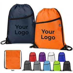 Custom Logo Personalized Promotional Gym Waterproof Unisex Draw String <b>Backpack</b> Zipper Nylon Sports Polyester - Product Image 1